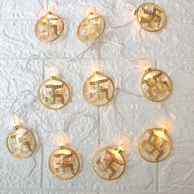 Swastik-Decorative-string-light-chronosSwastik Metal String Lights | Amber Yellow LED
