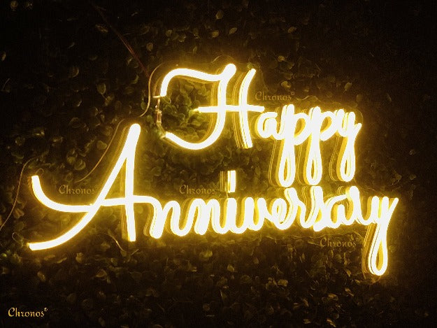 Happy Anniversary Neon Sign Light | Yellow | Chronos