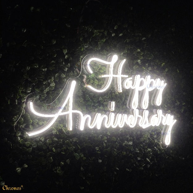 Happy Anniversary Neon Sign Light | White | Chronos