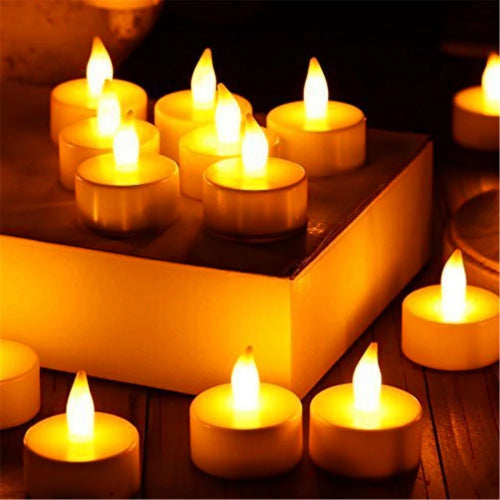 LED Tea Light Candles | Bright Amber Yellow | Pack of 24 - Chronos