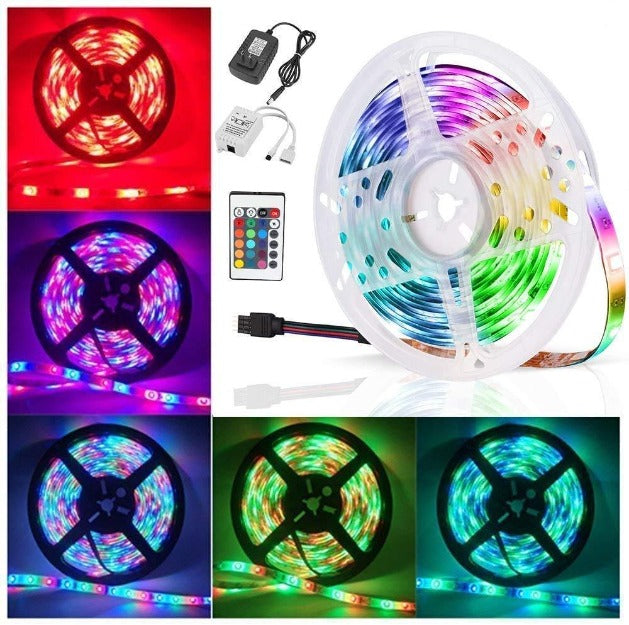 LED Strip Light RGB multicolor 5050 24 Key Remote Control Water Resistant 16 Color 