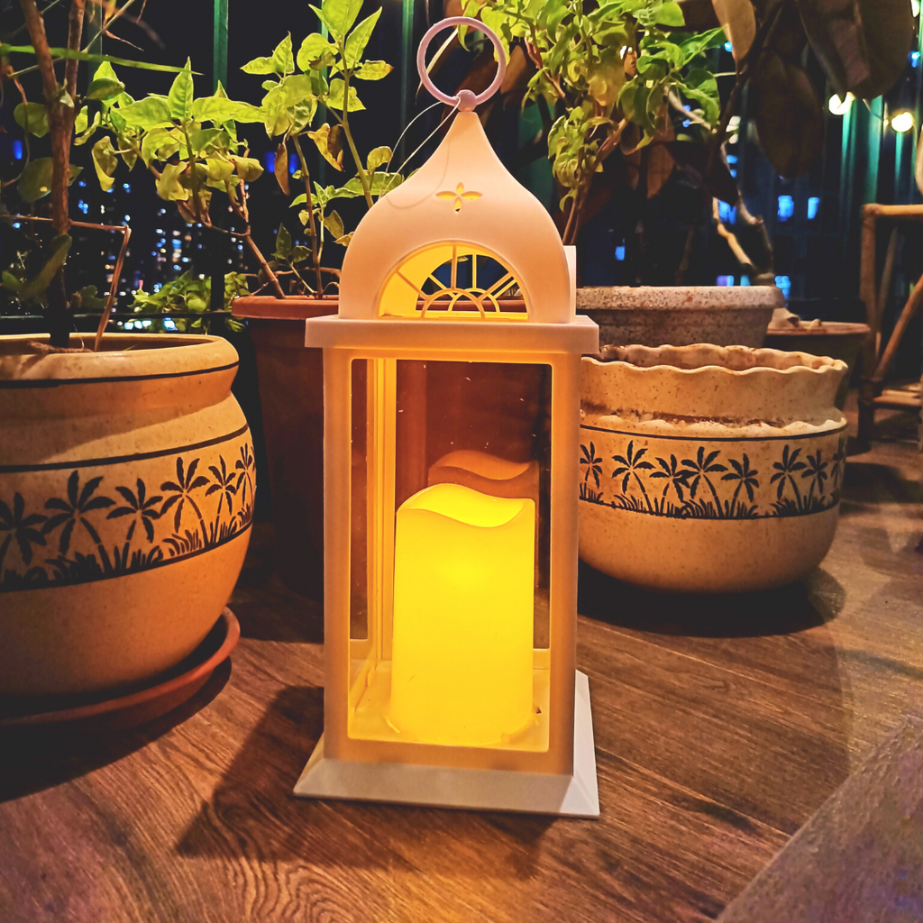 Vintage Decorative Lantern with LED Pillar Candle | Battery Operated