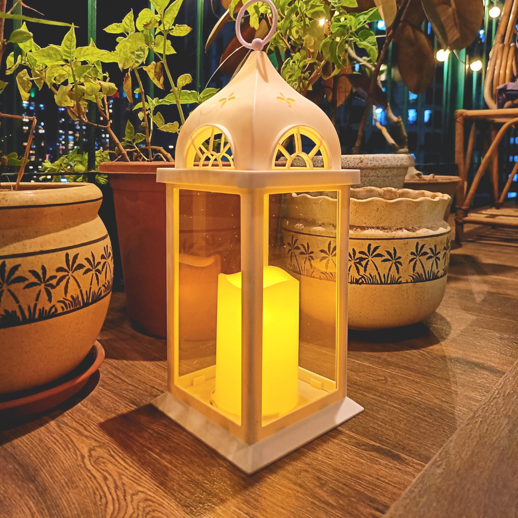 Vintage Decorative Lantern with LED Pillar Candle | Battery Operated