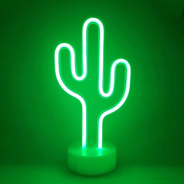 Neon Sign Table Lamp Battery & USB Operated Cactus