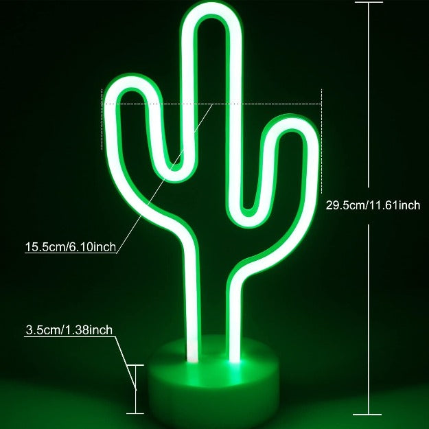 Neon Sign Table Lamp Battery & USB Operated Cactus