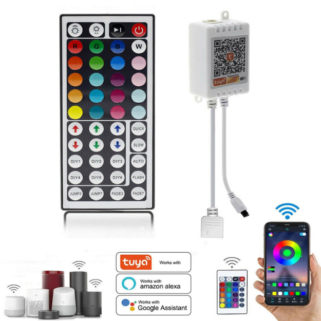Smart WiFi RGB Strip Controller TUYA App with Alexa / Google Home Voice Control with 44 Key Remote
