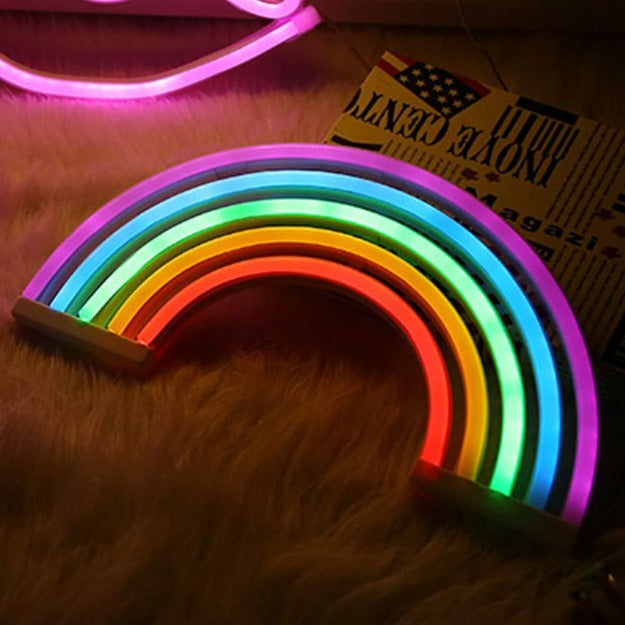 Neon Sign Lamp Wall Hanging | Battery & USB Operated | Rainbow