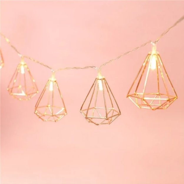 Diamond String Light Big Rose Gold Diamond - Elegant Decor Accent – Chronos Lights