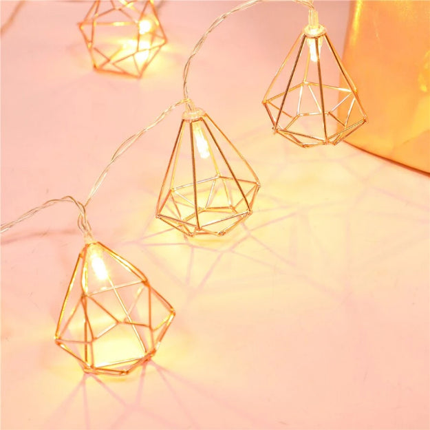 Diamond String Lights - 3AA Battery + USB Operated | Rose Gold - Chronos