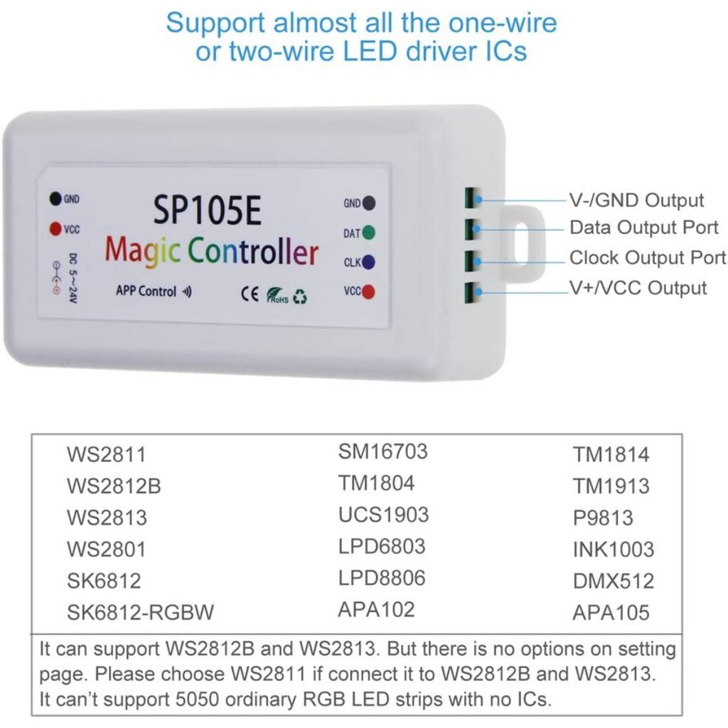 SP105E Smart Bluetooth RGBIC LED Strip Magic Pixel Controller