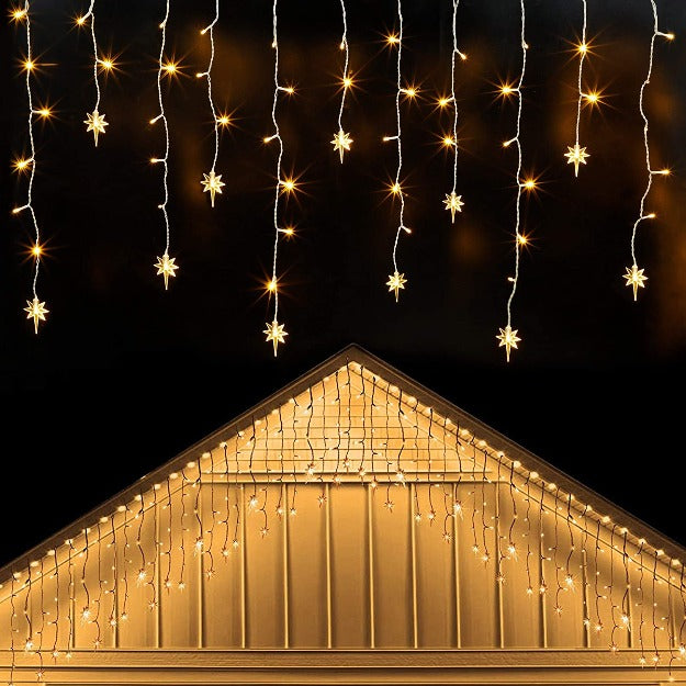 Star Icicle Curtain Lights | Warm White