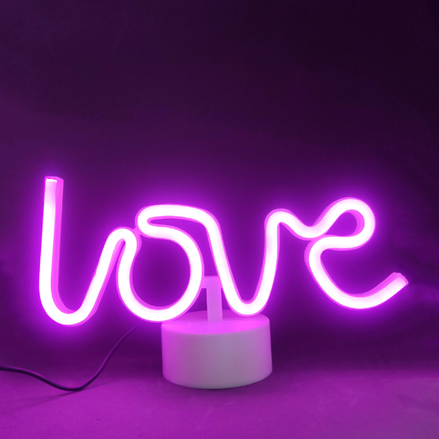 Neon Sign Table Lamp | Love Pink | Battery & USB Operated