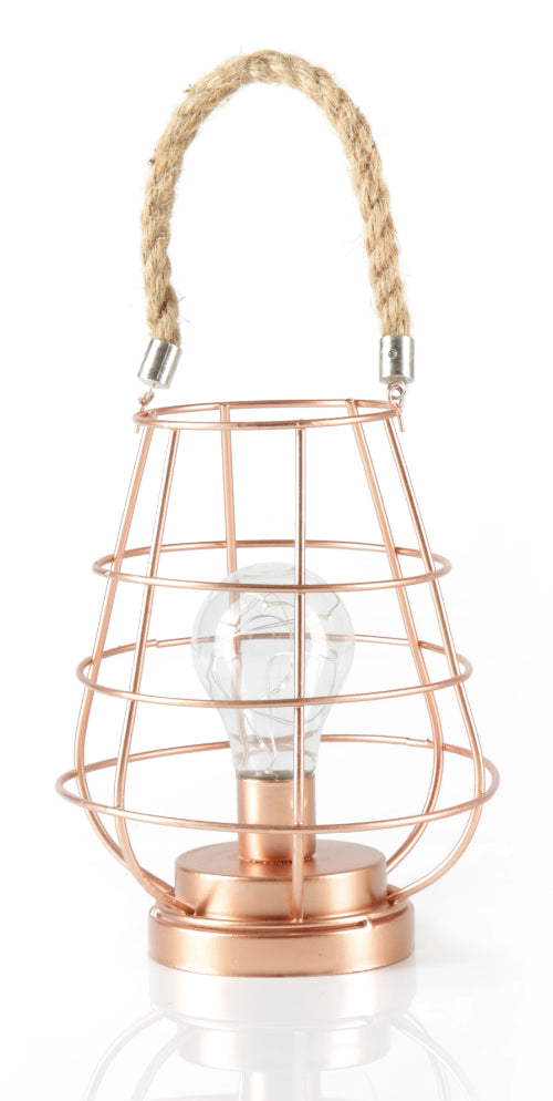 Geometric Metal Cage Lamp - Rose Gold - Chronos