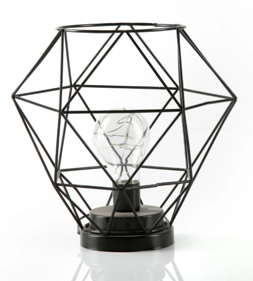 Geometric Metal Cage Lamp - Matte Black - Chronos
