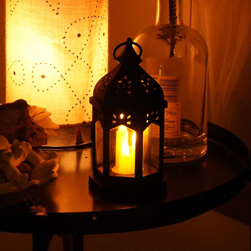 Moroccan Decorative Lantern with LED Candle | Battery Operated
