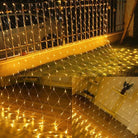 LED string mesh net lights in warm white for Christmas trees, holiday walls, and outdoor décor