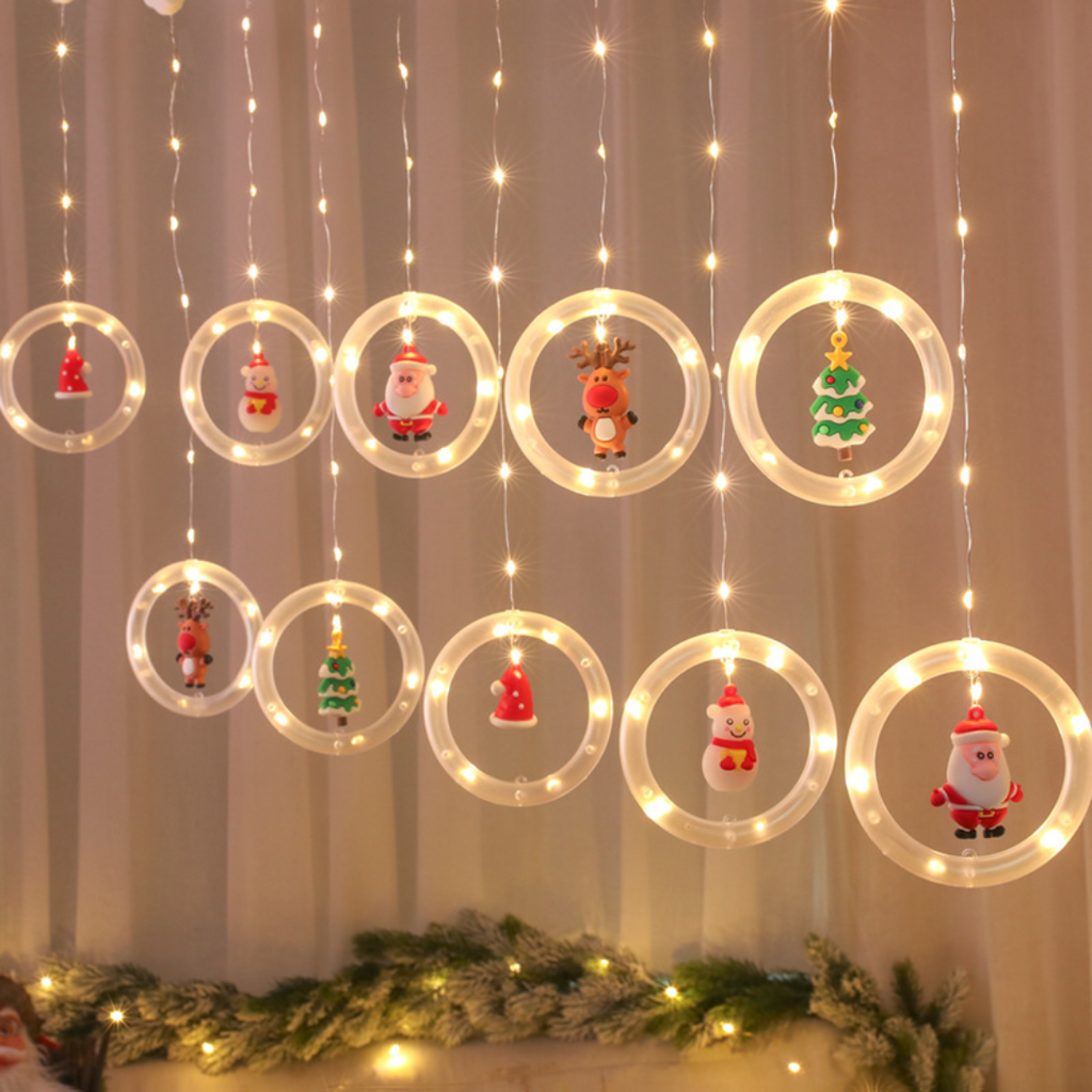 Christmas Rings Curtain Lights | Warm White LED | Chronos Lights