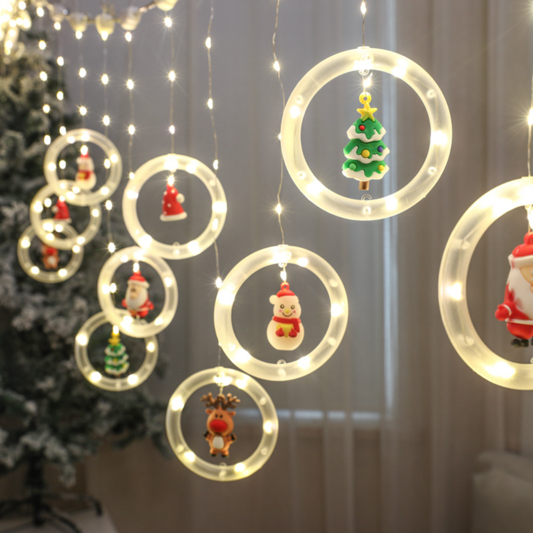 Christmas Rings Curtain Lights | Warm White LED | Chronos Lights