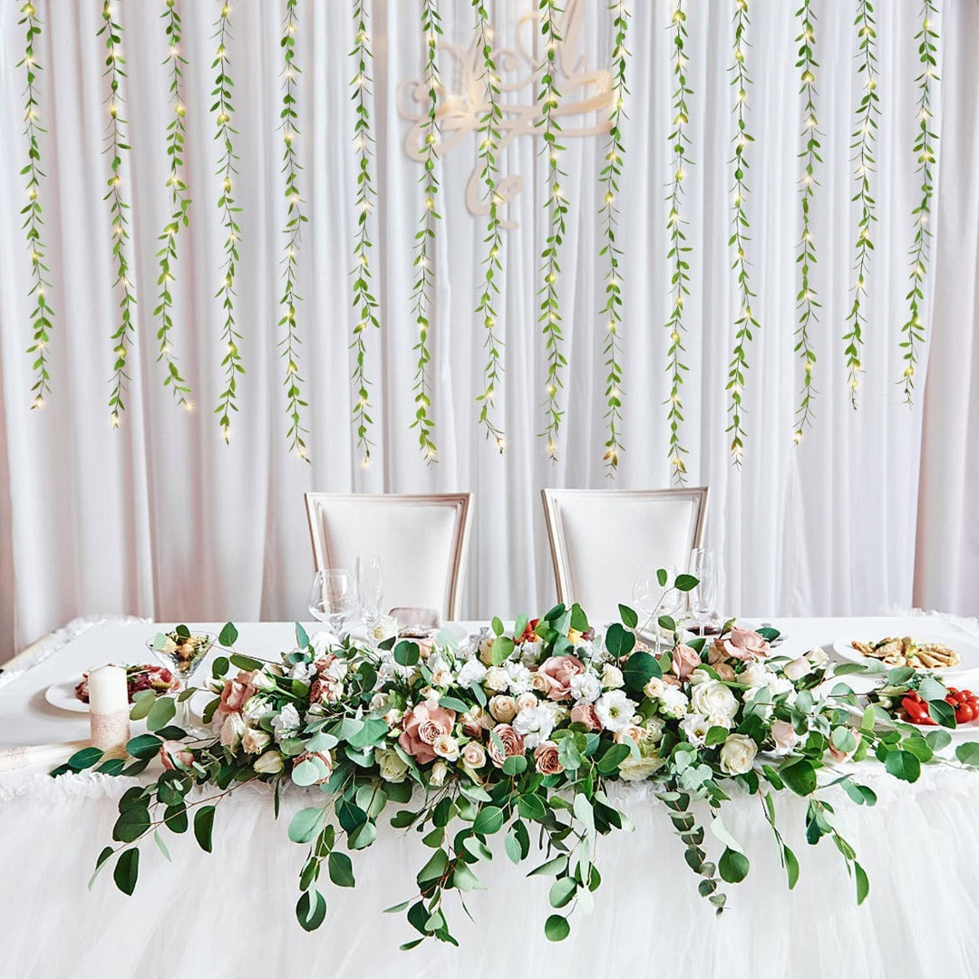 Chronos Lights warm white leaves garland curtain lights perfect for Ganpati and wedding décor