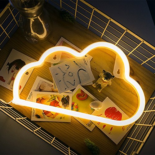 Neon Sign Lamp Wall Hanging | Battery & USB Operated | Cloud (Warm White) - Chronos