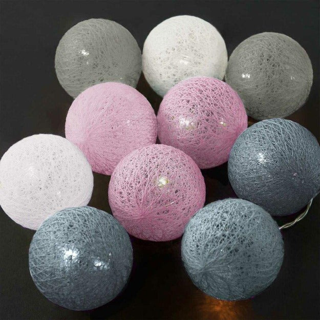 Cotton Ball String Lights - Pastel Colors