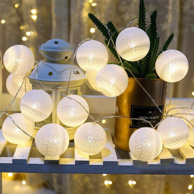 Cotton Ball String Lights - White Chronos