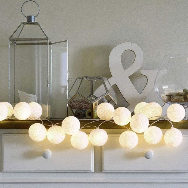 Cotton Ball String Lights - White Chronos