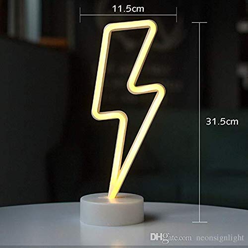 Neon Sign Table Lamp | Battery & USB Operated | Lightning Bolt (Warm White) - Chronos