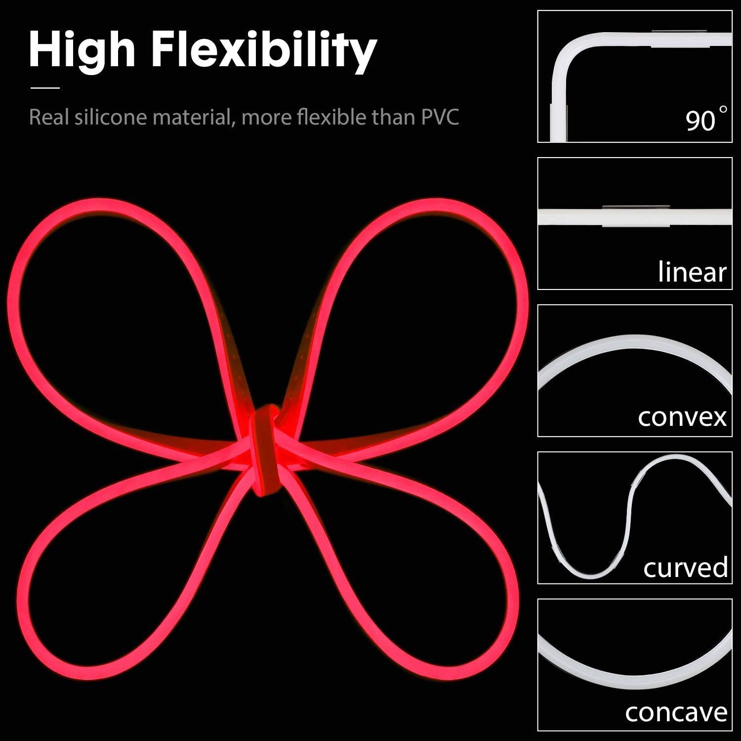 8mm x 16mm flexible red LED strip, suitable for homes and commercial spaces
