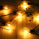Dimmable G40 outdoor bulb string lights with warm white glow for cozy patios, balconies, and terraces