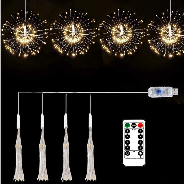 Outdoor firework copper LED fairy lights with waterproof design for gardens, patios, and events
