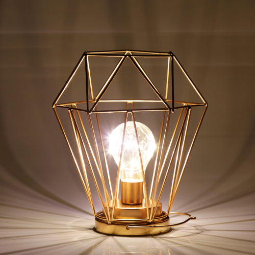 Geometric Metal Cage Lamp - Rose Gold - Chronos