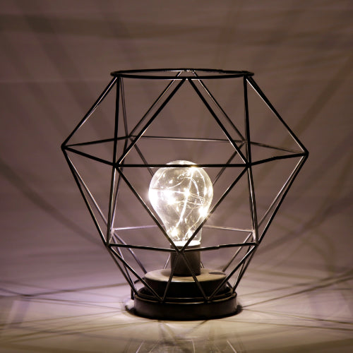 Geometric Metal Cage Lamp - Matte Black - Chronos