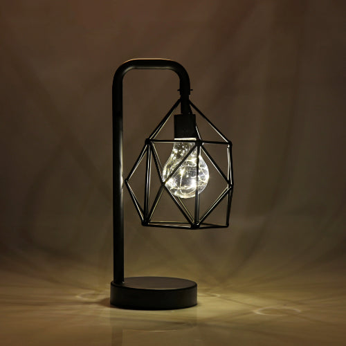 Geometric Metal Cage Table Lamp - Chronos