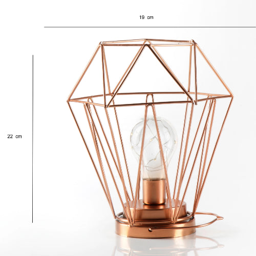 Geometric Metal Cage Lamp - Rose Gold - Chronos