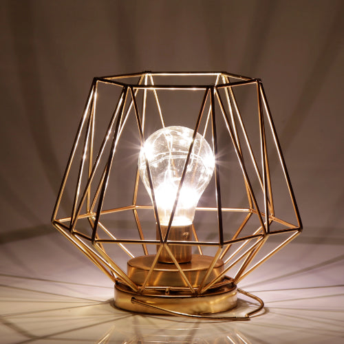 Geometric Metal Cage Lamp - Rose Gold - Chronos