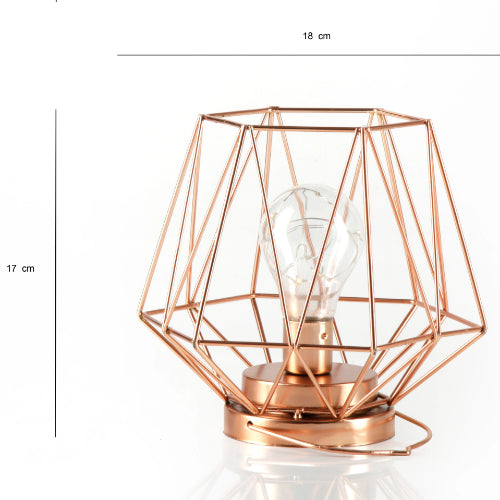 Geometric Metal Cage Lamp - Rose Gold - Chronos