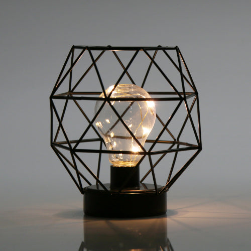 Geometric Metal Cage Lamp - Black - Chronos