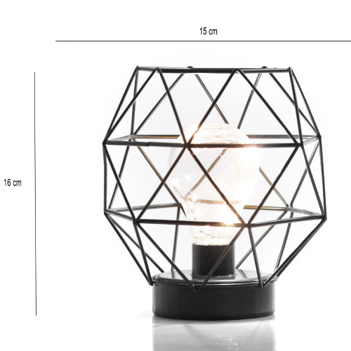 Geometric Metal Cage Lamp - Black - Chronos