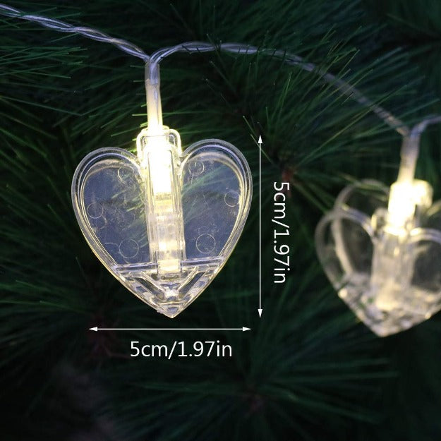 Heart Photo Clip Lights - Warm White LED Chronos