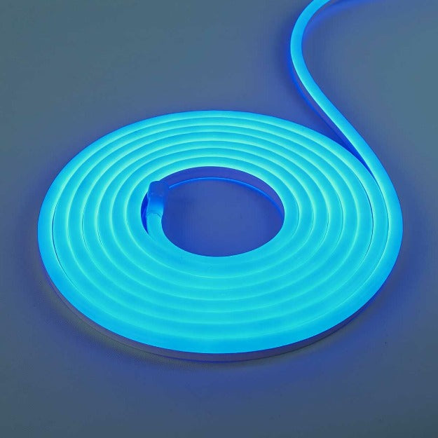 Stylish ice blue neon LED strip, perfect for ambient lighting in homes and businesses  
