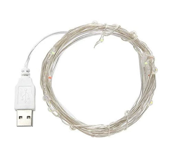 LED Fairy String Lights USB Operated – Create cozy bedroom décor with flexible silver wire