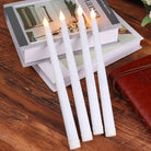 LED Long Pole Flameless Flickering Taper Candles - Battery Operated | Warm White | Pack of 10 | Chronos Lights