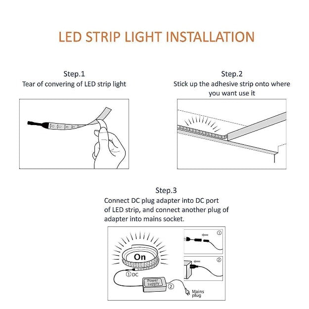 Warm White LED Strip Light installed in a bedroom for a cozy ambiance.