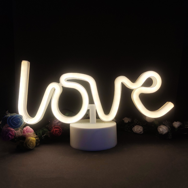 Neon Sign Table Lamp | Love Warm White | Battery & USB Operated