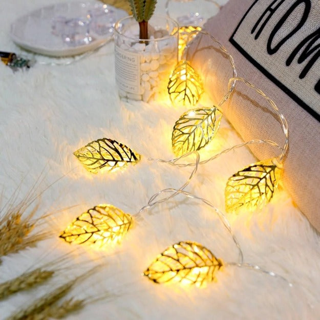 Metal Leaf Decorative String Lights - Warm White