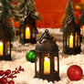 Mini Vintage Lantern with LED Pillar Candle | Pack of 6 | Battery Operated | Chronos Lights