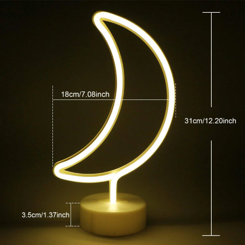 Neon Sign Table Lamp | Battery & USB Operated | Moon (Warm White) - Chronos