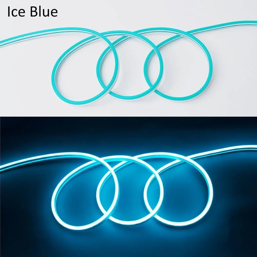 Buy Neon Flex LED Strip Light in Ice Blue (AC 220V - 8mm x 16mm) for a cool and modern glow  
