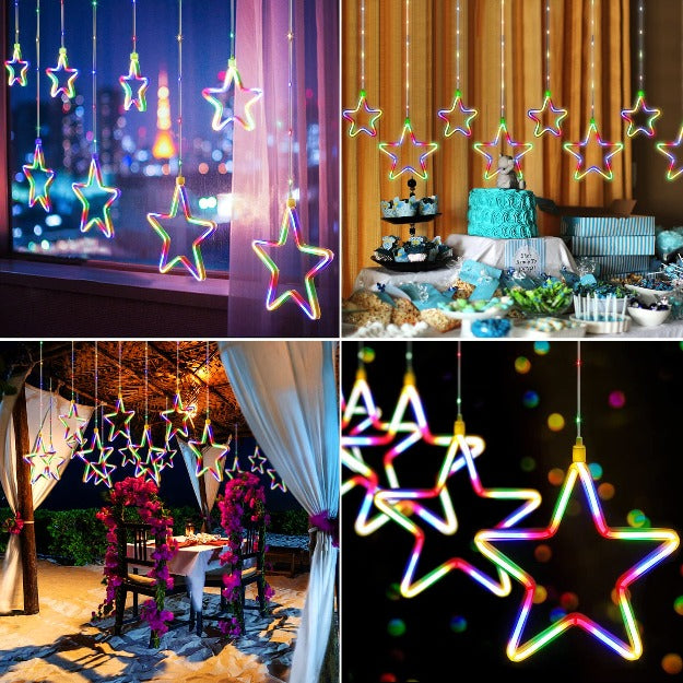 Neon Star Curtain Lights Outdoor Indoor - 180 LEDs | Multicolor | Chronos Lights